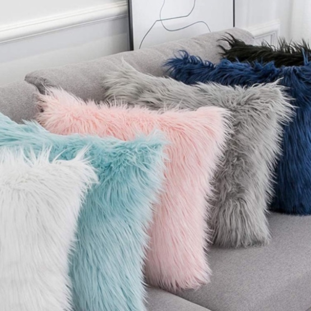 Pink Faux Fur Pillow Cover 18”x18” - Picture 8 of 8